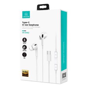 Casque USAMS EP-41 Type-C intra-auriculaire 1,2 m Blanc Android Type C