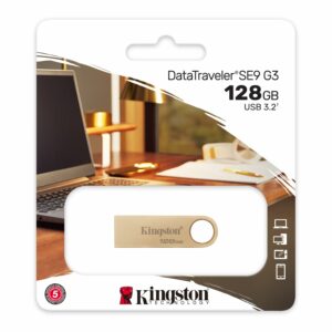 Kingston DataTraveler SE9 Gen 3 - 128Go 220MB/s - Métal - Clé USB 3.2 Gen 1 - Dorée