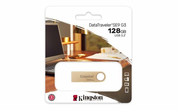 Kingston DataTraveler SE9 Gen 3 - 128Go 220MB/s - Métal - Clé USB 3.2 Gen 1 - Dorée