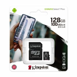 Kingston Canvas Select Plus Carte MIcro SD SDCS2/128GB Class 10 + Adaptateur inclus