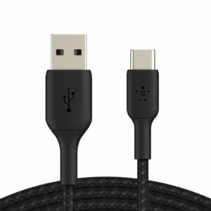 Belkin câble USB-C à gaine tressée, câble de recharge USB-C vers USB-A 1M
