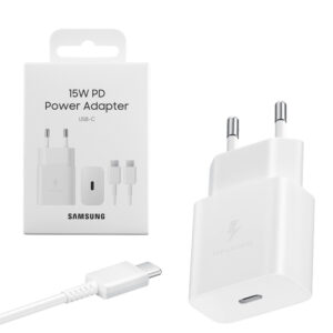 SAMSUNG Chargeur Secteur 15W USB C avec Cable Blanc